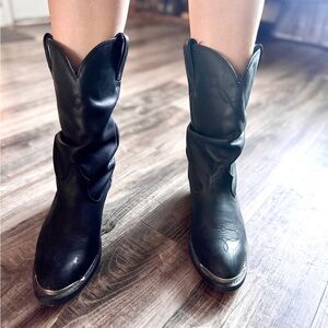 Classic Black Leather Cowboy Boots Shyanne